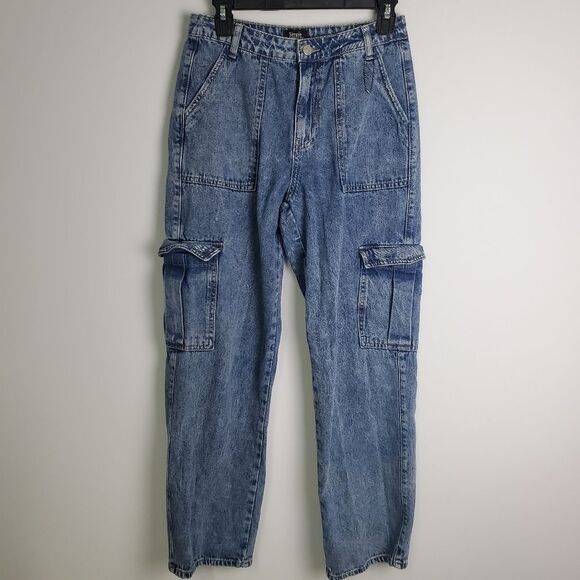 Simple Society Denim Cargo Jeans, Size 7/28 - Picture 2 of 8